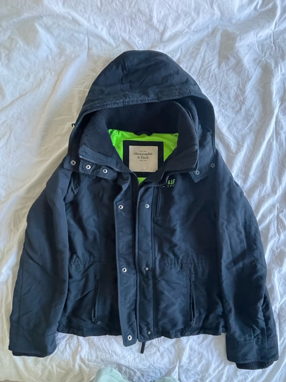 Vintage Y2K Abercrombie & Fitch Navy Blue Hooded Jacket
